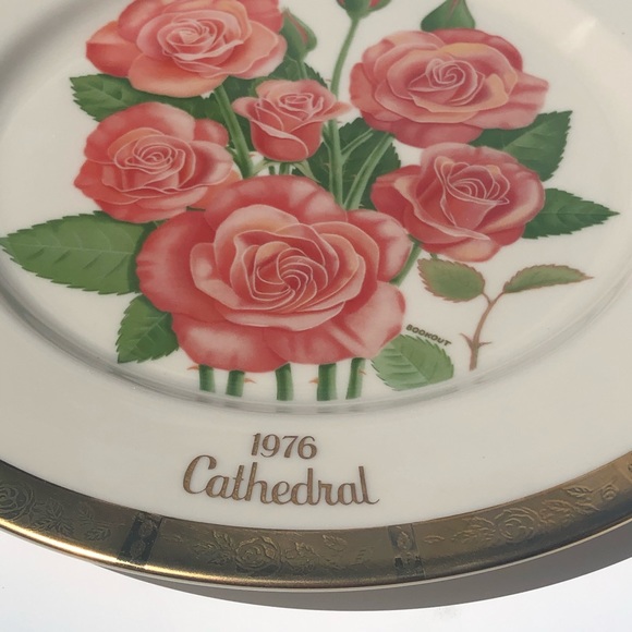 Gorham True Vintage Fine China Porcelain 1976 Cathedral Pink Roses Art Plate - Picture 4 of 16